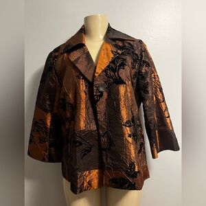 Susan Graver Black Floral on Brown Jacket